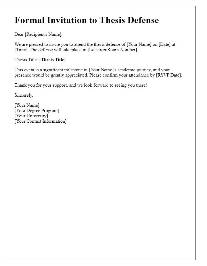 Letter template of formal invitation to thesis defense