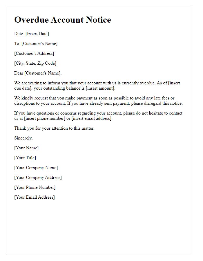 Letter template of overdue account notice