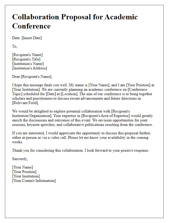 Letter template of academic conference collaboration proposal