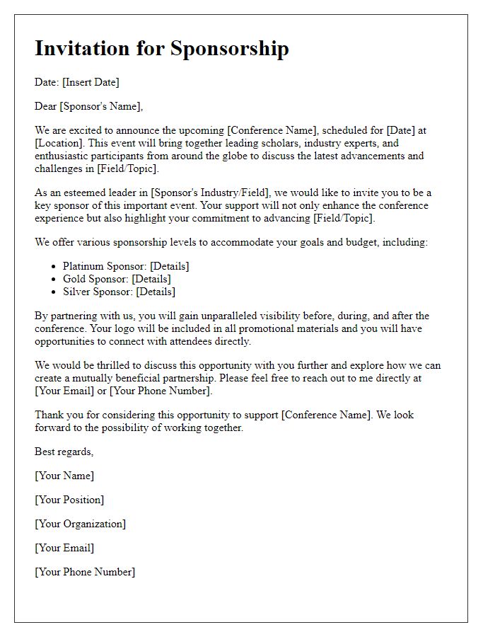 Letter template of academic conference sponsorship invitation