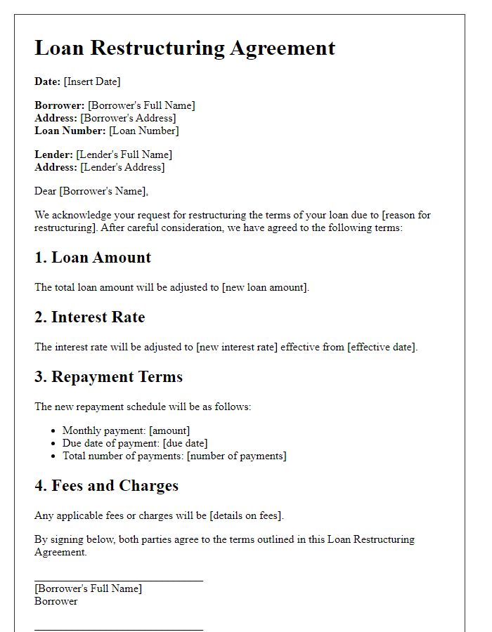 Letter template of loan restructuring agreement