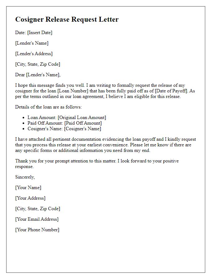 Letter template of cosigner release request after loan payoff.