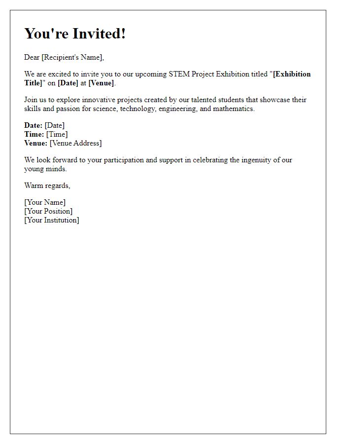 Letter template of invitation for STEM project exhibition