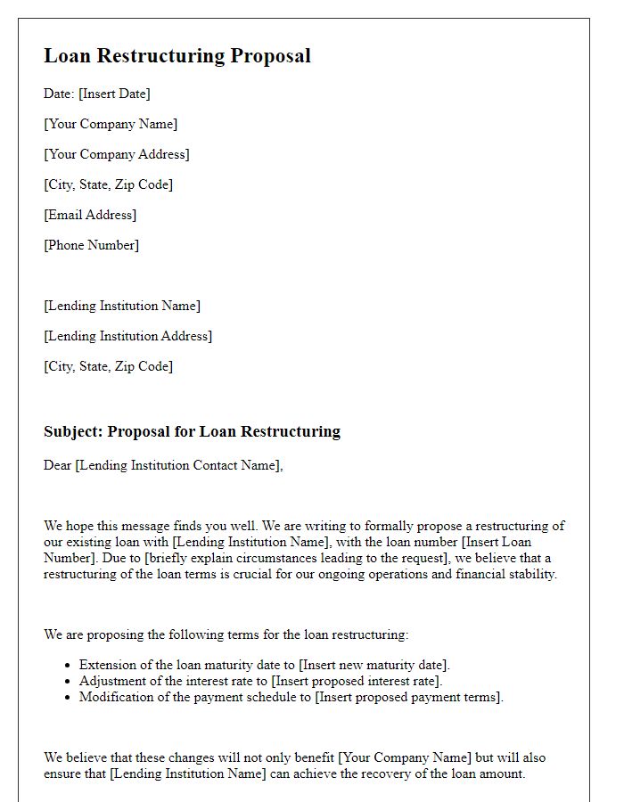 Letter template of corporate loan restructuring proposal