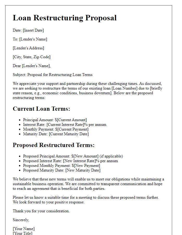 Letter template of corporate loan restructuring terms