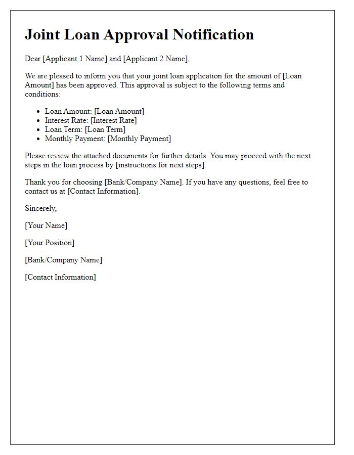 Letter template of joint loan applicant final approval notification