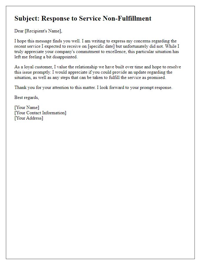 Letter template of courteous response for service non-fulfillment