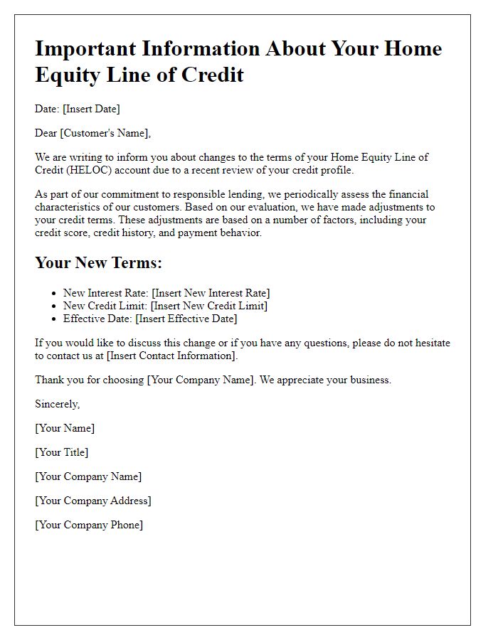 Letter template of risk-based pricing letter for home equity line of credit users