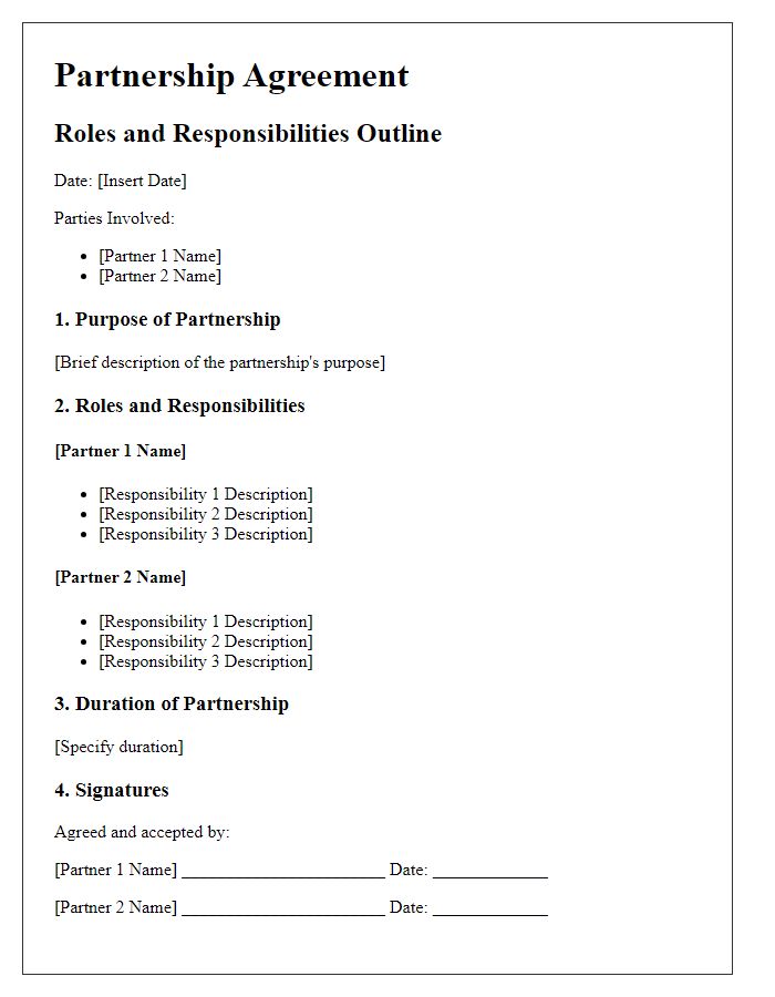 Letter template of Partnership Agreement: Roles and Responsibilities Outline