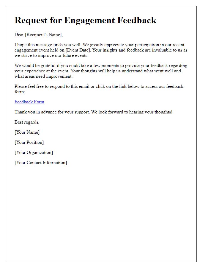 Letter template of engagement feedback response request