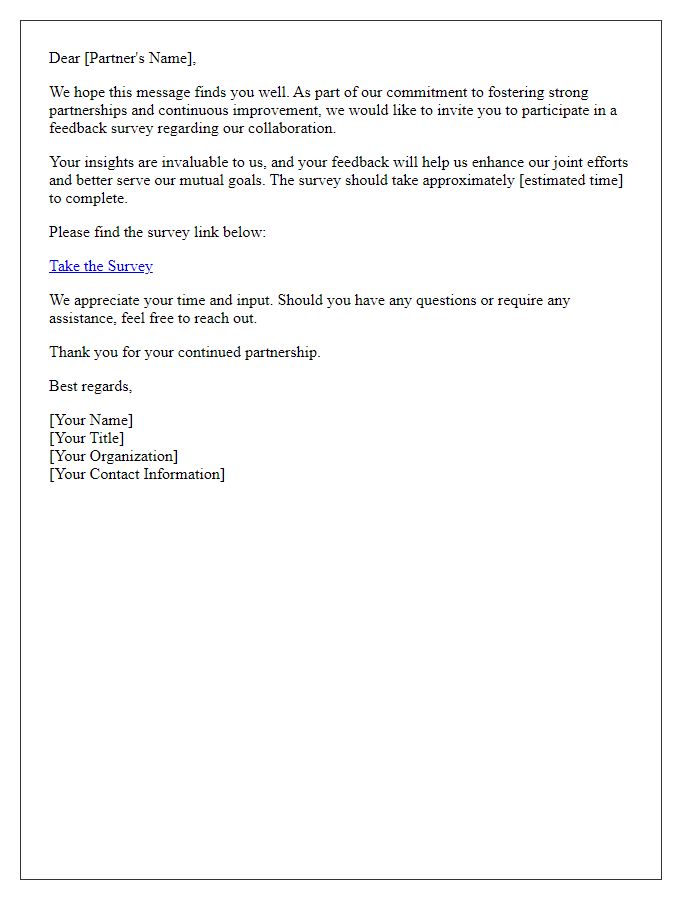 Letter template of partnership feedback survey request
