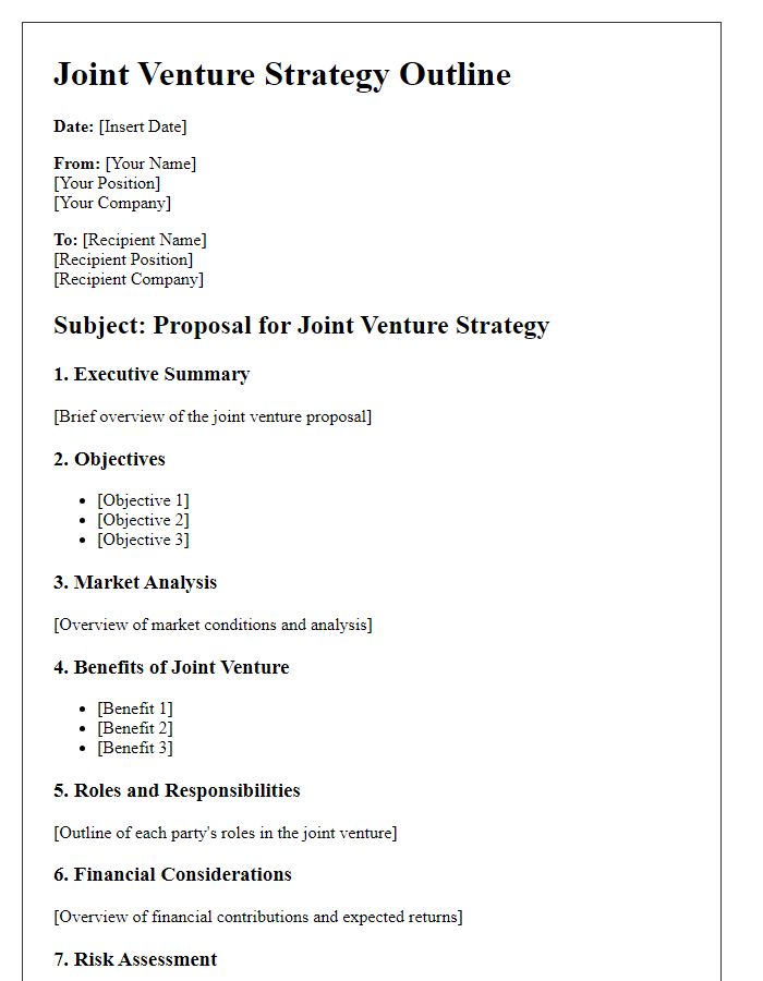 Letter template of joint venture strategy outline