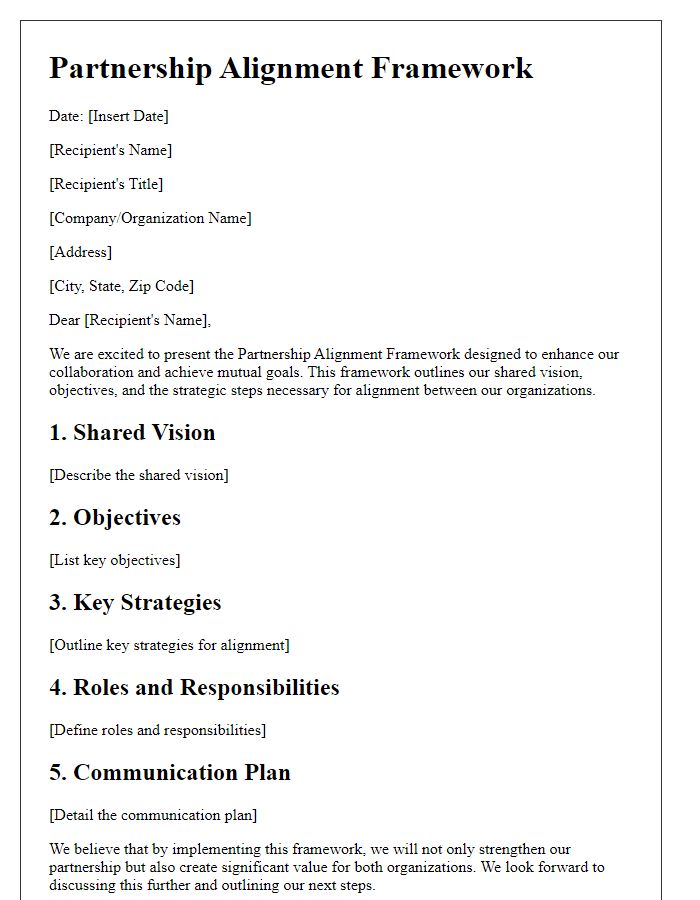 Letter template of partnership alignment framework