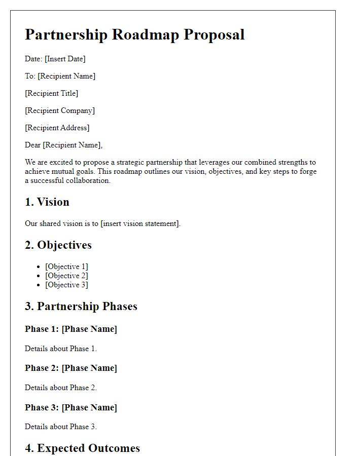 Letter template of partnership roadmap proposal