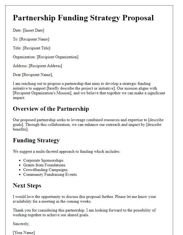 Letter template of partnership funding strategy