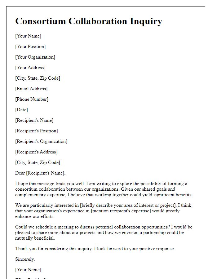 Letter template of consortium collaboration inquiry