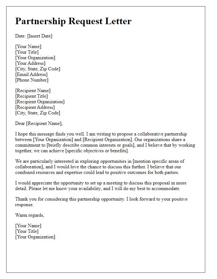 Letter template of collaborative partnership request