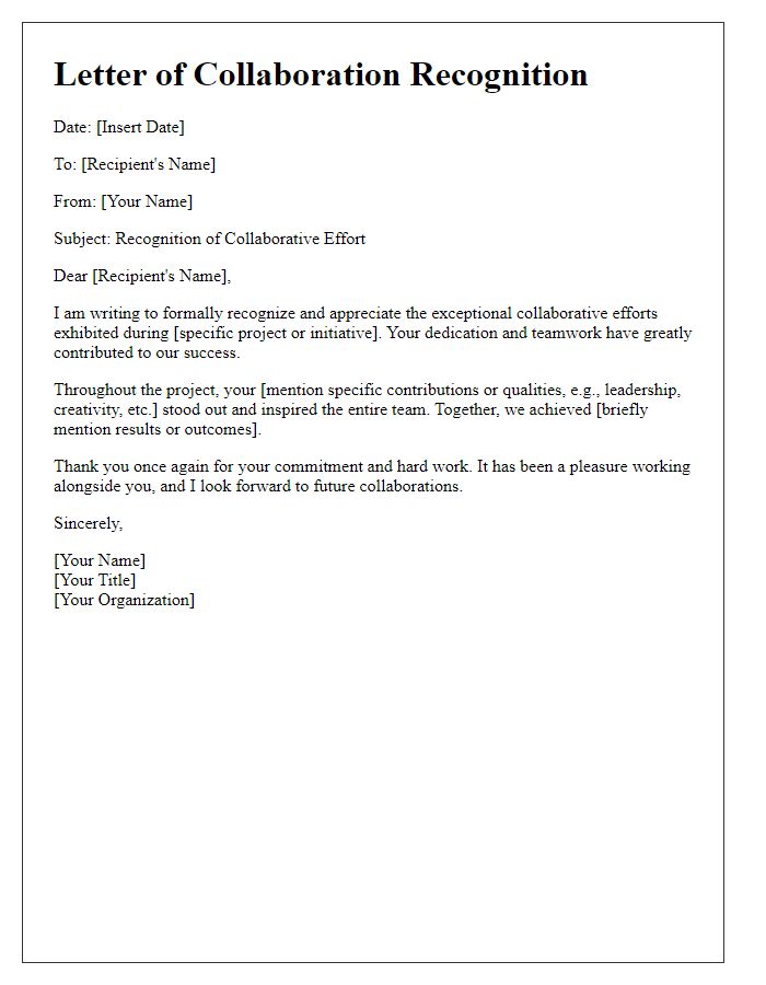 Letter template of Collaborative Effort Recognition