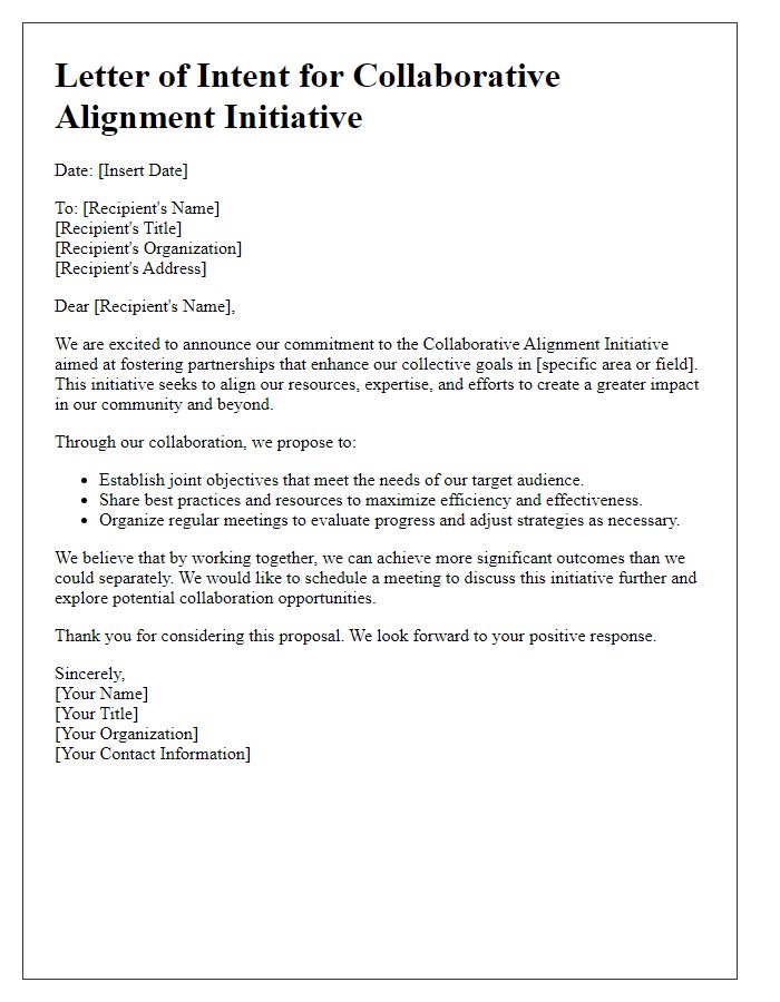 Letter template of collaborative alignment initiative