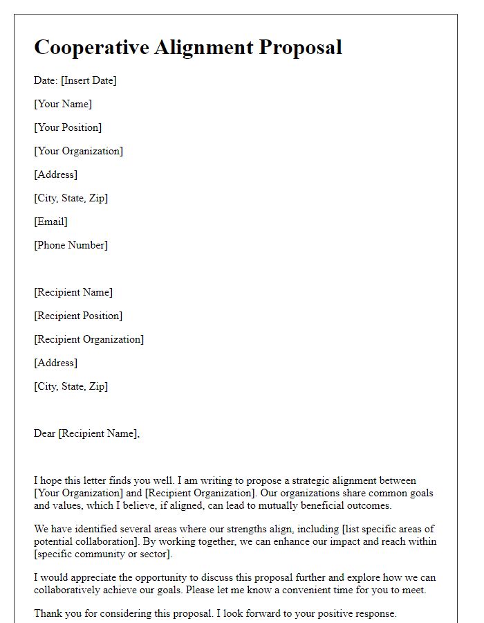 Letter template of cooperative alignment proposal