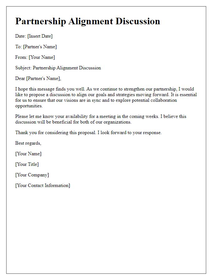 Letter template of partnership alignment discussion