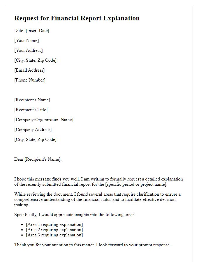 Letter template of Request for Financial Report Explanation