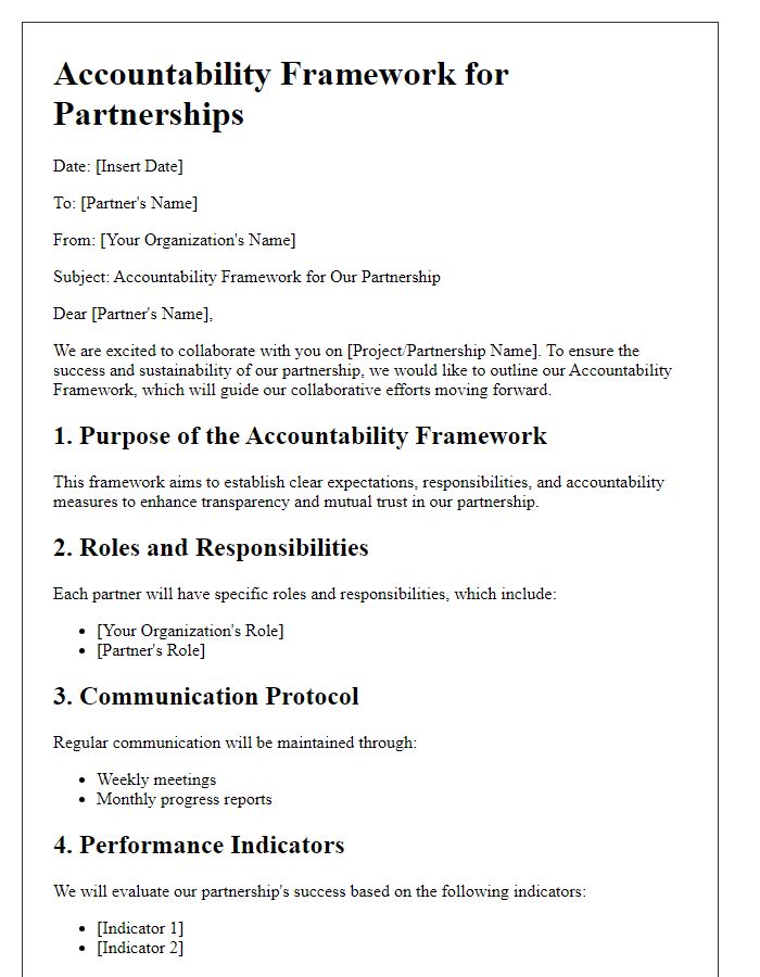 Letter template of Accountability Framework for Partnerships