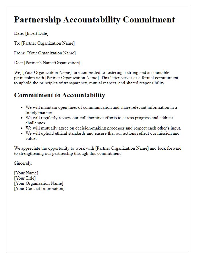 Letter template of Partnership Accountability Commitment