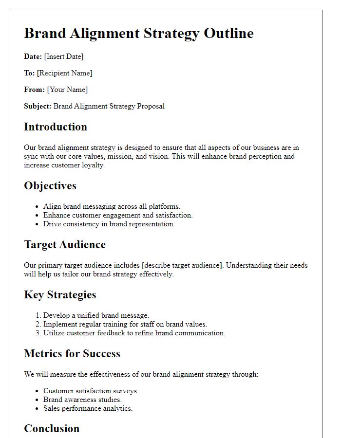 Letter template of brand alignment strategy outline