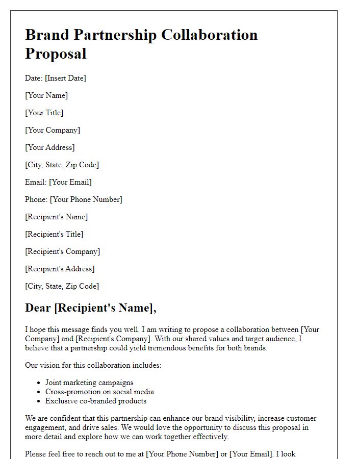 Letter template of brand partnership collaboration proposal