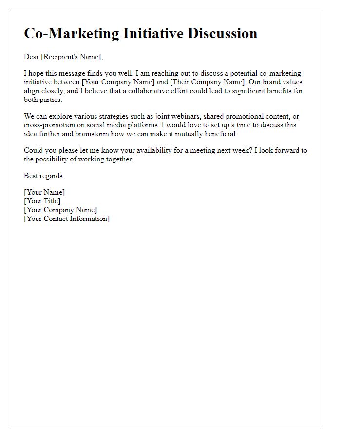 Letter template of co-marketing initiative discussion