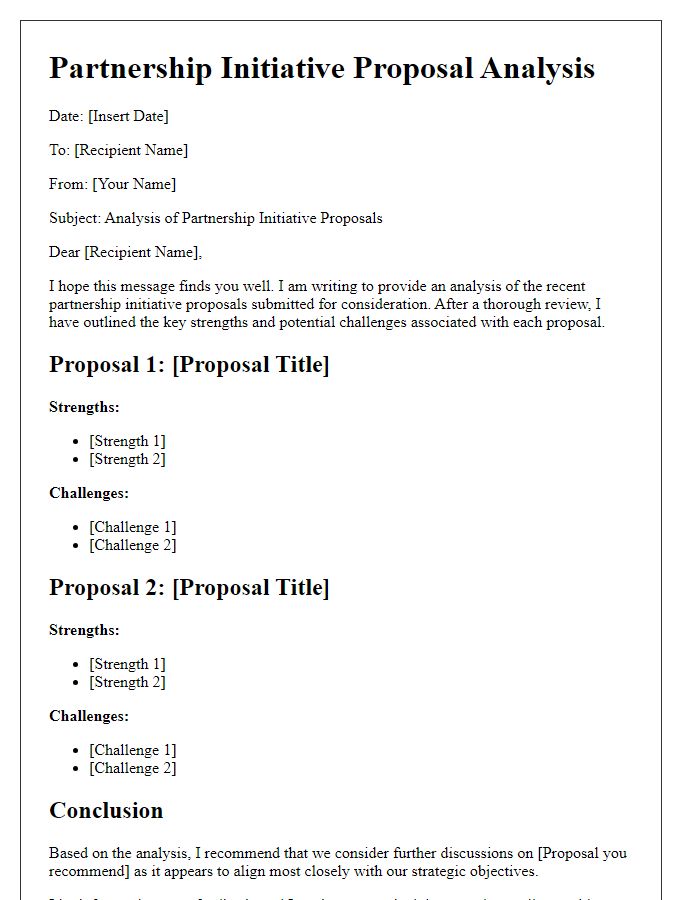 Letter template of analyzing partnership initiative proposals