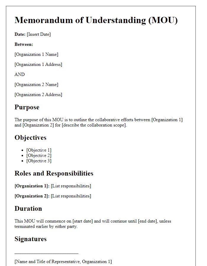 Letter template of MOU for Collaborative Efforts