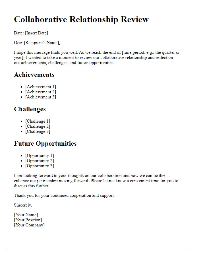 Letter template of collaborative relationship review