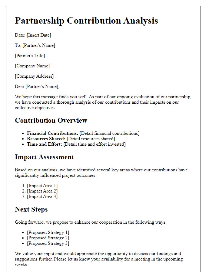 Letter template of partnership contribution analysis