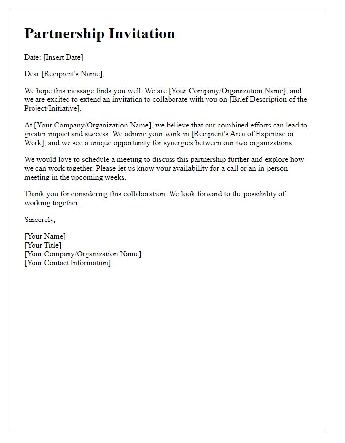 Letter template of Partnership Invitation to Collaborate