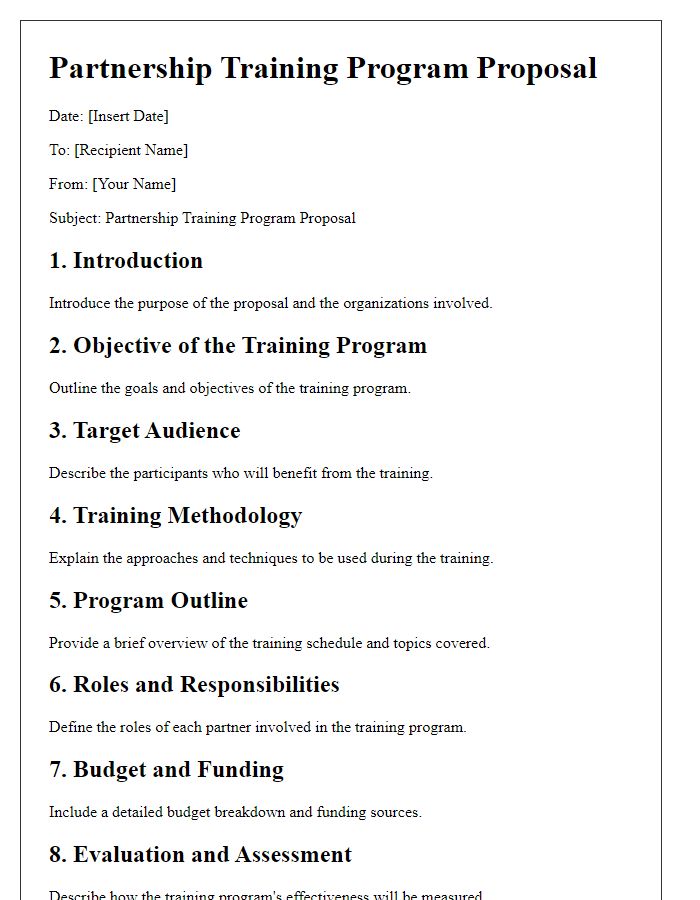 Letter template of partnership training program proposal outline