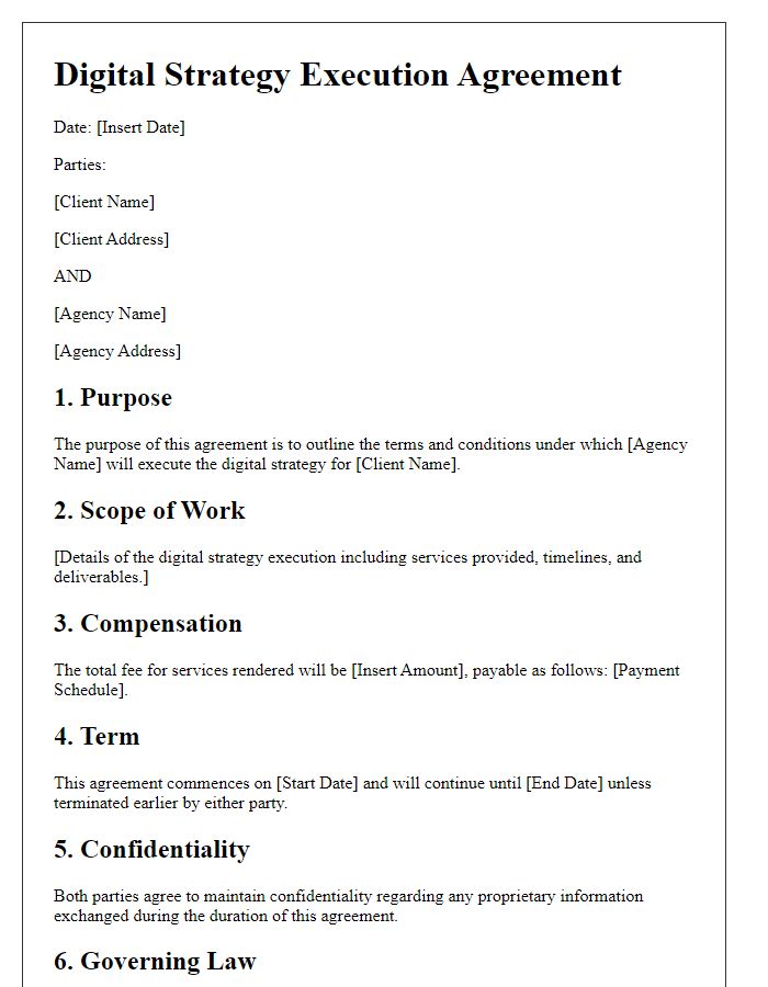 Letter template of agreement for digital strategy execution