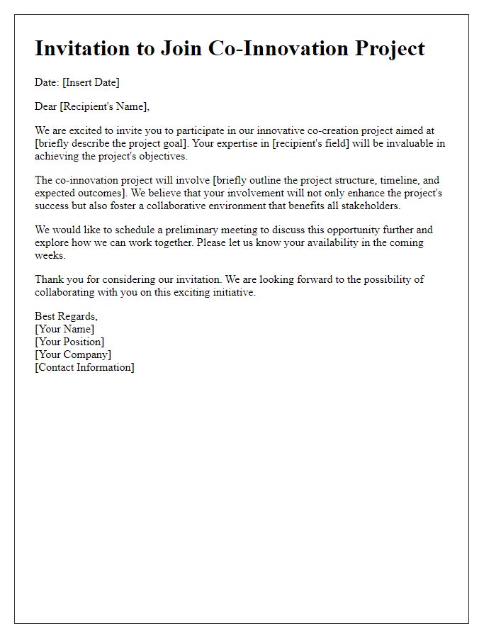 Letter template of co-innovation project invitation