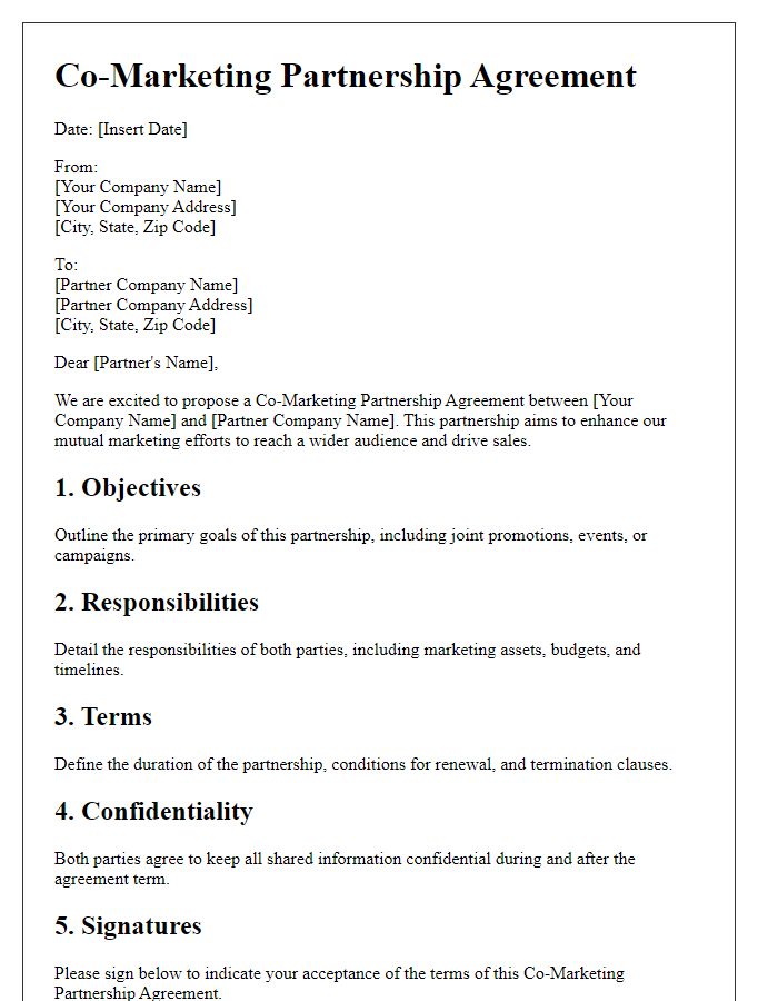 Letter template of Co-Marketing Partnership Agreement