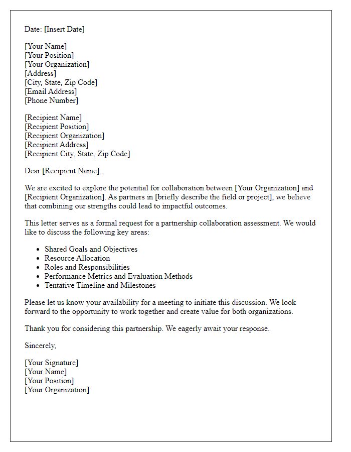 Letter template of partnership collaboration assessment