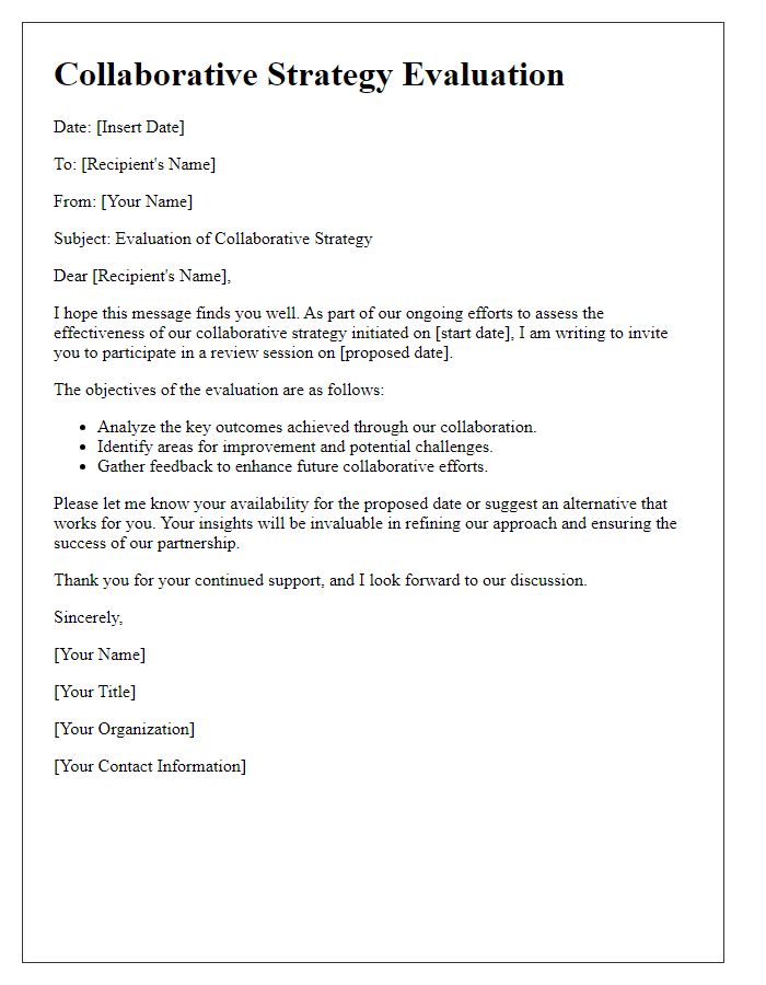 Letter template of collaborative strategy evaluation.