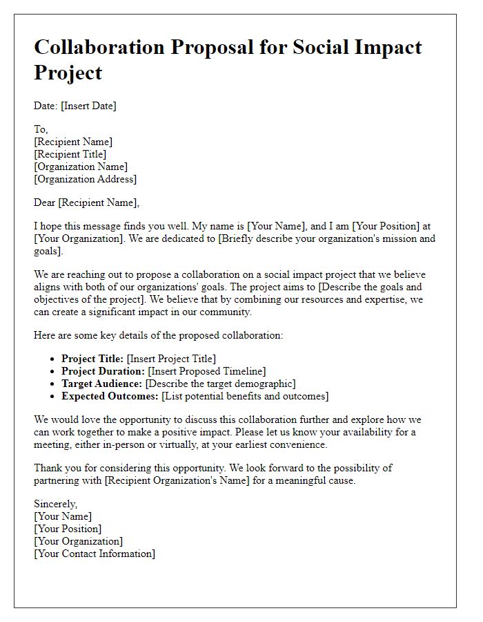 Letter template of collaboration for social impact projects