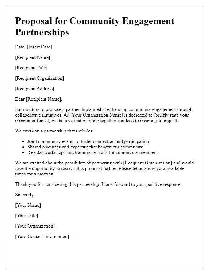 Letter template of proposal for community engagement partnerships