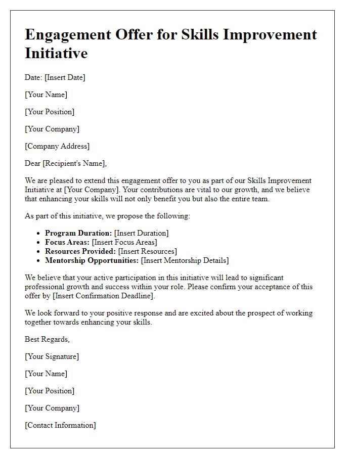 Letter template of engagement offer for skills improvement initiative