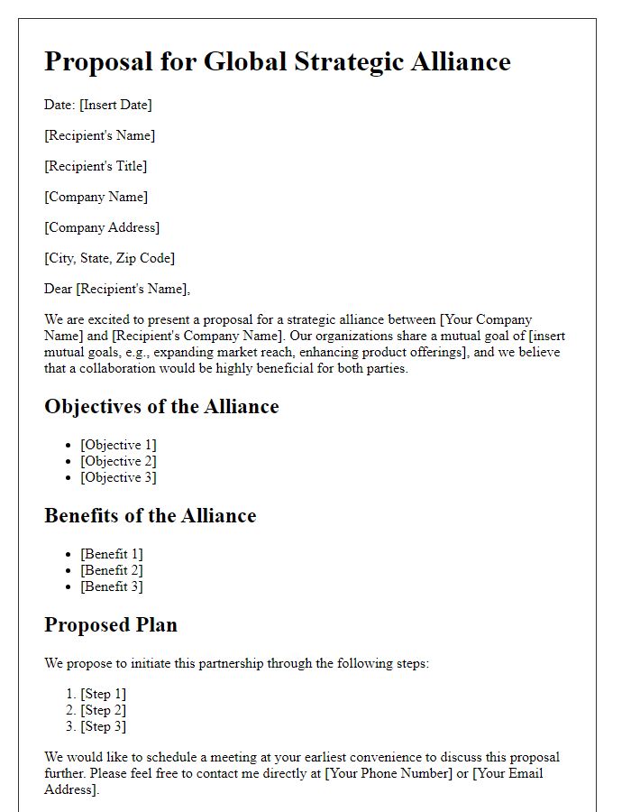 Letter template of proposal for global strategic alliances