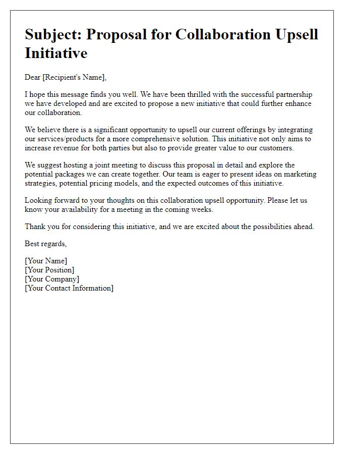 Letter template of collaboration upsell initiative