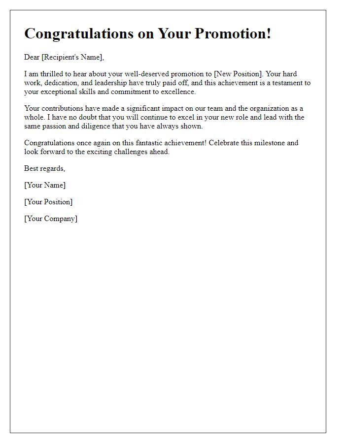 Letter template of congratulations on your well-deserved promotion.