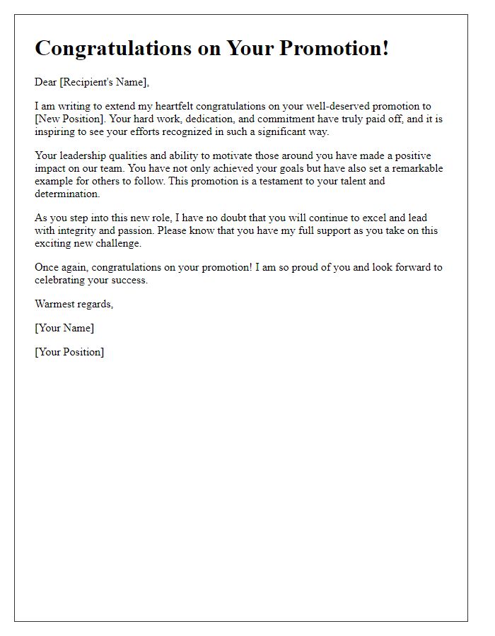 Letter template of tribute for your hard-earned promotion success.