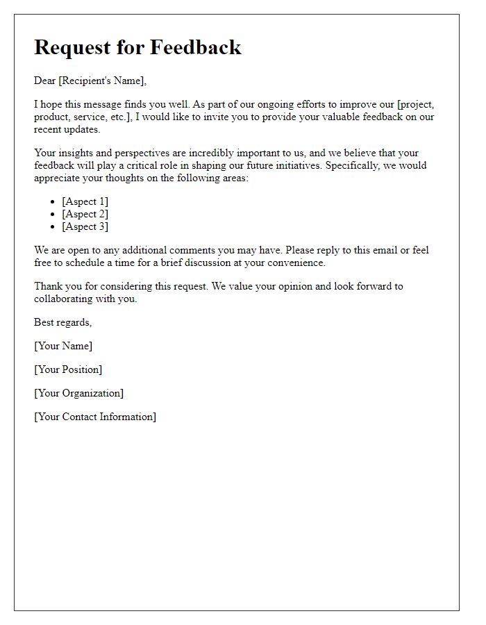 Letter template of Collaborative Feedback Solicitation